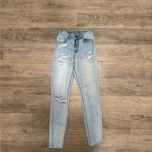 American Eagle Outfitters Light Blue Ripped curvy hi rise 4